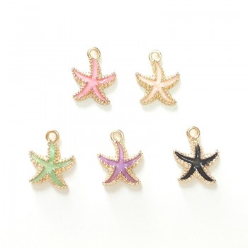 New 10 Pieces Cute Lovely Nautical Starfish Scallop Conch Drop Oil Zinc Alloy Charms Pendants Diy Jewelry Accessories PJ287