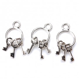 10pc/lot 25mm x14mm Keys Charms Antique Silver Tone Cute for necklace pendant charms diy jewelry making