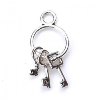 10pc/lot 25mm x14mm Keys Charms Antique Silver Tone Cute for necklace pendant charms diy jewelry making