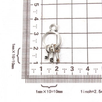 10pc/lot 25mm x14mm Keys Charms Antique Silver Tone Cute for necklace pendant charms diy jewelry making