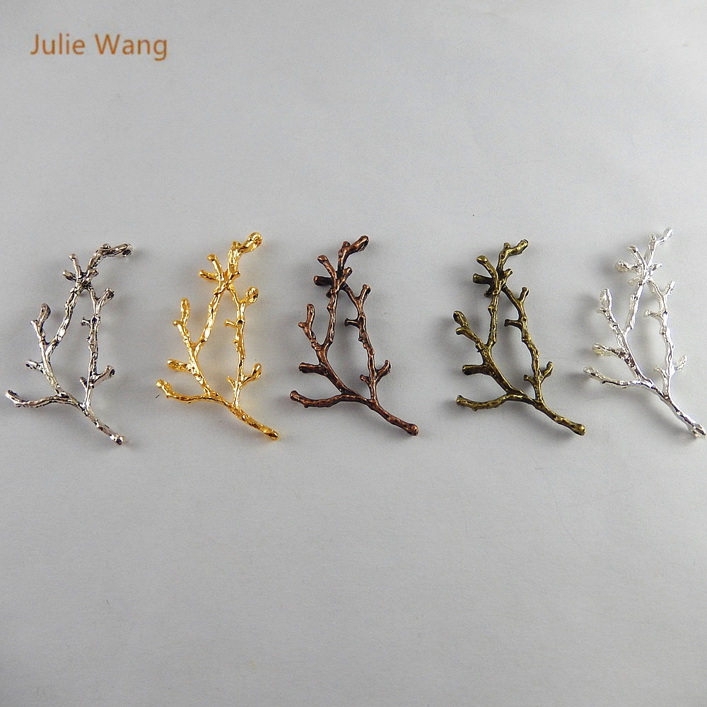 Julie Wang 10PCS Alloy Suspension Branch Handmade Crafts Pendants Charms Hanging Jewelry Finding Accessory 5 Colors to Choose