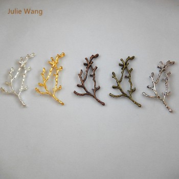 Julie Wang 10PCS Alloy Suspension Branch Handmade Crafts Pendants Charms Hanging Jewelry Finding Accessory 5 Colors to Choose