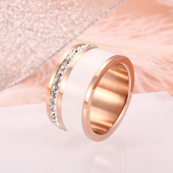 Ceramic Jewelry Stainless Steel Pendants Wedding Trendy Bridal Rose Gold Crystal Rhinestone Female Ring Pendants wholesale