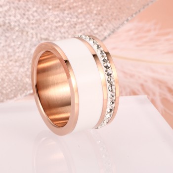 Ceramic Jewelry Stainless Steel Pendants Wedding Trendy Bridal Rose Gold Crystal Rhinestone Female Ring Pendants wholesale