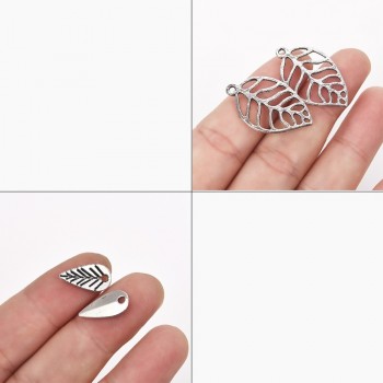 Zinc Alloy Leaf Charms Antique Silver Plated Handmade Jewelry Making Accessories Bracelet Necklace Pendants DIY Crafts