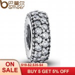 Mothers Day DEALS Authentic 925-sterling-silver Inspiration Within Spacer Clear CZ Charm Fit  Bracelet DIY Original PAS066