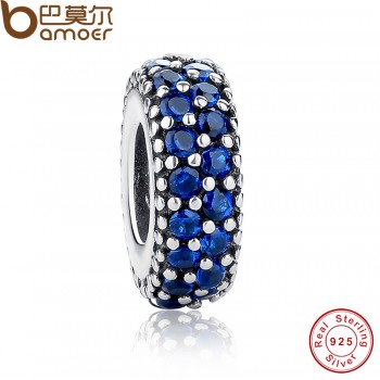 Mothers Day DEALS Authentic 925-sterling-silver Inspiration Within Spacer Clear CZ Charm Fit  Bracelet DIY Original PAS066