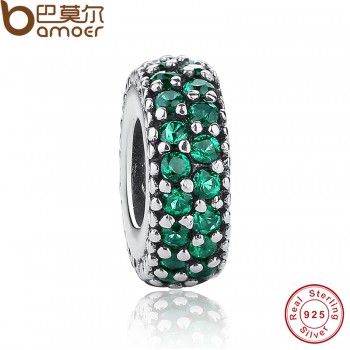 Mothers Day DEALS Authentic 925-sterling-silver Inspiration Within Spacer Clear CZ Charm Fit  Bracelet DIY Original PAS066