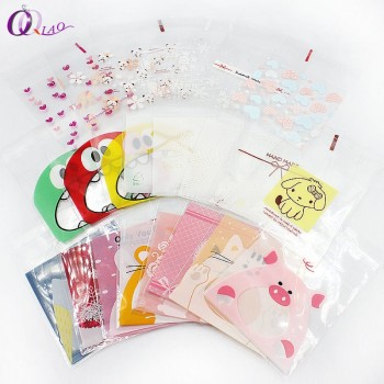 7*7cm 100ps/set Multicolor Self-adhesive Plastic Gift Food Packing bag Cute Small Biscuit bag for candy Packing,cookie packing