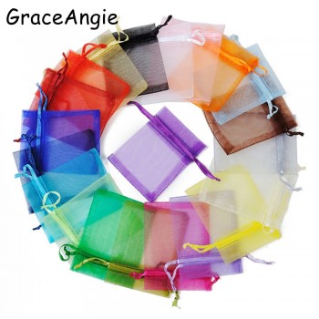 5PCS Large Size Organza Gift Bags Christmas Bags 30*40cm Wedding Drawable Organza Voile Gift Packaging Bags Cheap Pouches Bags