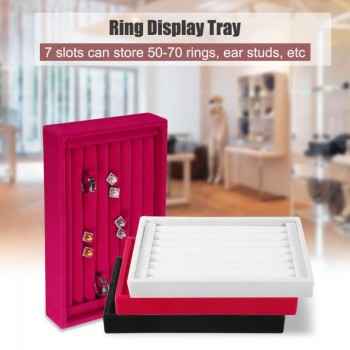 Velvet Ring Earrings Display Tray Slot Fashion Jewelry Cufflinks Organizer Holder Case Box Showcase Ring Earring Jewelry Display