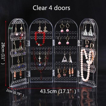 Jewelry Organizer Plastics Earring Storage Doors Design Nice Jewelry Hanging Holder Rack Acrylics Jewelry Display Stand Earrings
