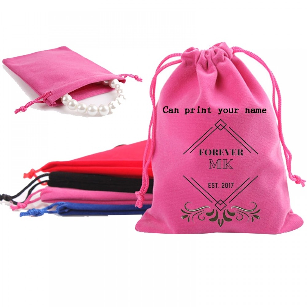 Customized Logo Jewelry Bags 6x7cm Pack of 100 can Personalized Print Wedding Company logo or Store Name 7x9 Velvet Gift Packing