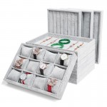 High Leve Gray Velvet Ring Bracelet Necklace Watch Pendant  Stud Earring Hand Catenary Jewelry Tray Plate Holder Display