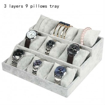 High Leve Gray Velvet Ring Bracelet Necklace Watch Pendant  Stud Earring Hand Catenary Jewelry Tray Plate Holder Display