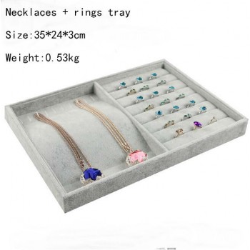 High Leve Gray Velvet Ring Bracelet Necklace Watch Pendant  Stud Earring Hand Catenary Jewelry Tray Plate Holder Display