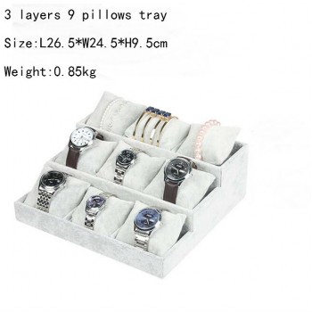 High Leve Gray Velvet Ring Bracelet Necklace Watch Pendant  Stud Earring Hand Catenary Jewelry Tray Plate Holder Display