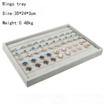 High Leve Gray Velvet Ring Bracelet Necklace Watch Pendant  Stud Earring Hand Catenary Jewelry Tray Plate Holder Display