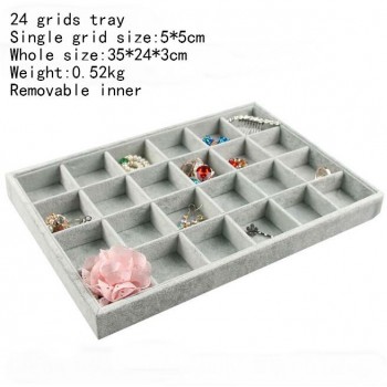High Leve Gray Velvet Ring Bracelet Necklace Watch Pendant  Stud Earring Hand Catenary Jewelry Tray Plate Holder Display
