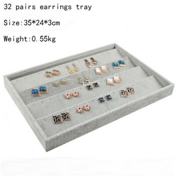 High Leve Gray Velvet Ring Bracelet Necklace Watch Pendant  Stud Earring Hand Catenary Jewelry Tray Plate Holder Display