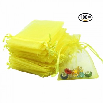 100pcs Organza Bags Mixed Color Jewelry Candy Gift Packing Pouches Wedding Party Decoration 7x9cm