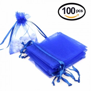 100pcs Organza Bags Mixed Color Jewelry Candy Gift Packing Pouches Wedding Party Decoration 7x9cm