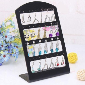 48 Holes Earrings Jewelry Show Black Plastic Display Stand Holder Showcase