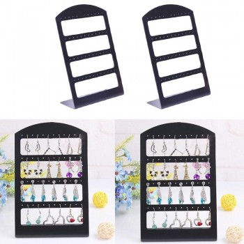 48 Holes Earrings Jewelry Show Black Plastic Display Stand Holder Showcase