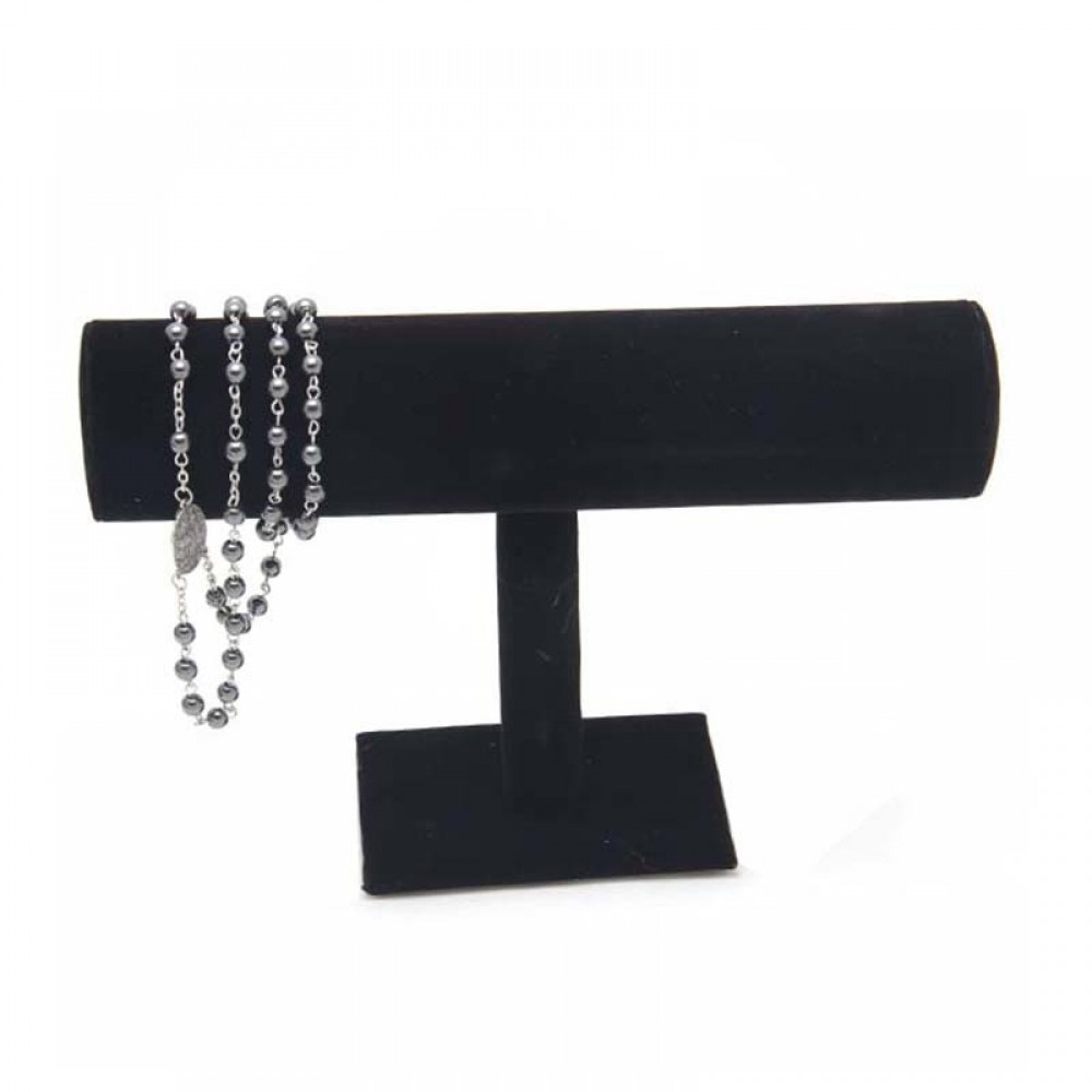 Black Velvet Bracelet Chain Watch T-Bar Rack Jewelry Hard Display Stand Holder Jewelry Organizer Hard Display Stand