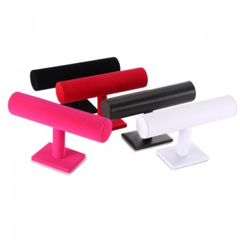 Black Velvet Bracelet Chain Watch T-Bar Rack Jewelry Hard Display Stand Holder Jewelry Organizer Hard Display Stand
