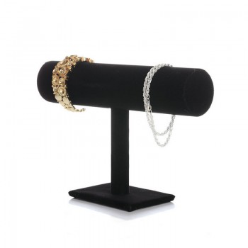 Black Velvet Bracelet Chain Watch T-Bar Rack Jewelry Hard Display Stand Holder Jewelry Organizer Hard Display Stand