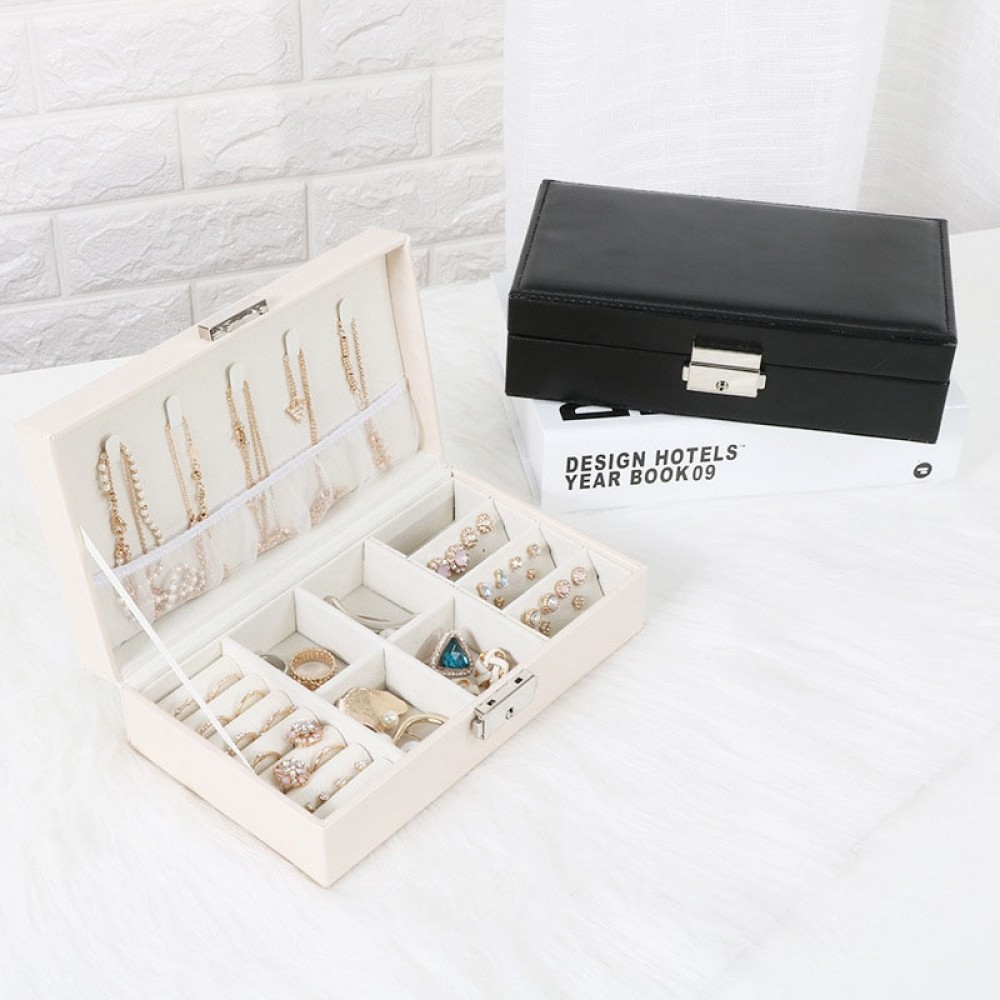 Exquisite Travel Jewelry Box Women Leather Rectangle Packaging Necklace Rings Earrings Storage Organizer Display Gift Boxes Case