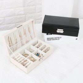 Exquisite Travel Jewelry Box Women Leather Rectangle Packaging Necklace Rings Earrings Storage Organizer Display Gift Boxes Case