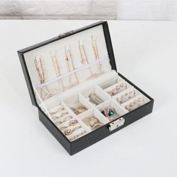 Exquisite Travel Jewelry Box Women Leather Rectangle Packaging Necklace Rings Earrings Storage Organizer Display Gift Boxes Case
