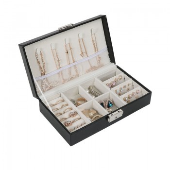 Exquisite Travel Jewelry Box Women Leather Rectangle Packaging Necklace Rings Earrings Storage Organizer Display Gift Boxes Case