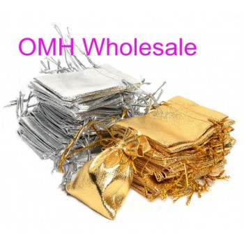 OMH 10pcs 7x9 10x12cm black silk cloth flannelette Suede Jewlery Velvet packing  scald Golden Pouch  Christmas Gift bags BZ05