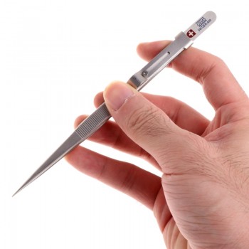 Jewelry Tweezers Concave Groove Diamond Stainless Steel Adjustable Craft Tools    -W128