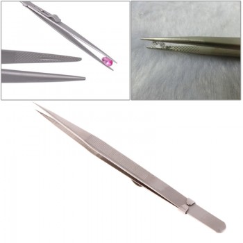 Jewelry Tweezers Concave Groove Diamond Stainless Steel Adjustable Craft Tools    -W128