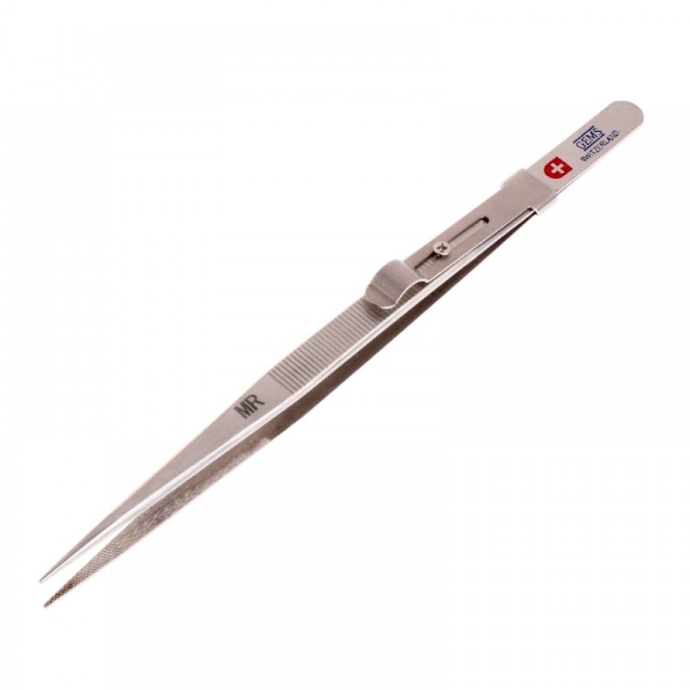 MR Jewelry Tweezer Lock Catch Tiny Diamond Stainless Steel Adjustable Craft Tool   -W128