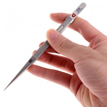 MR Jewelry Tweezer Lock Catch Tiny Diamond Stainless Steel Adjustable Craft Tool   -W128