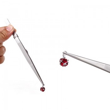 MR Jewelry Tweezer Lock Catch Tiny Diamond Stainless Steel Adjustable Craft Tool   -W128