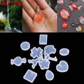 2017 Hot Sales Making DIY Craft 12Pcs/set Holes Key Waterdrop Silicon Mold Mould Resin Jewelry