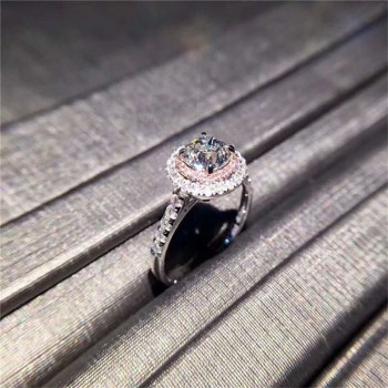 CC S925 Silver Wedding Rings For Women Charms Queen Princess Ring Round Pink Stone Bridal Engagement Jewelry Drop Shipping CC593