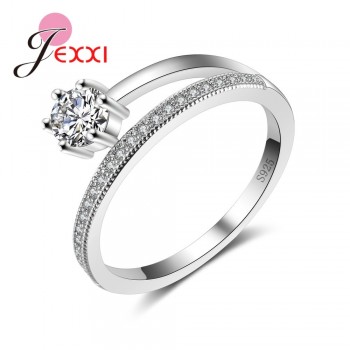 Latest Design Crystal Female Accessory Luxury 925 Sterling Silver Promise Rings For Women Girl Wedding Party Drop Shipping