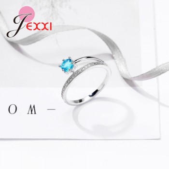 Latest Design Crystal Female Accessory Luxury 925 Sterling Silver Promise Rings For Women Girl Wedding Party Drop Shipping