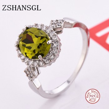 Genuine 925 Sterling Silver Stackable Ring Round Black CZ Crystal Finger Rings for Women Wedding Anniversary Jewelry Anel