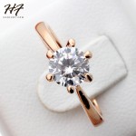 Rose Gold Color Classic Simple Design 6 Prong Sparkling Solitaire 1ct Zirconia  Forever Wedding Ring Wholesale R014