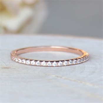 Modyle Top Quality Simple Cubic Zirconia Lovers Rose Gold Color Wedding Ring Jewelry Full Sizes Wholesale