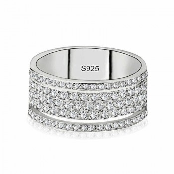 choucong Starlight Promise Ring 925 sterling Silver five dazzling layers AAAAA cz Engagement Wedding Band Rings For Women men