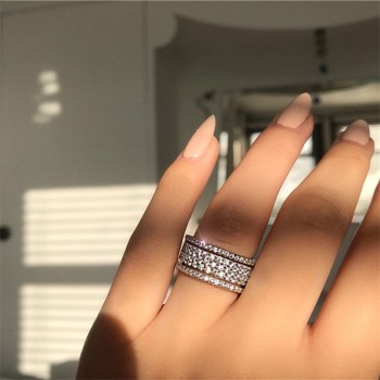 choucong Starlight Promise Ring 925 sterling Silver five dazzling layers AAAAA cz Engagement Wedding Band Rings For Women men
